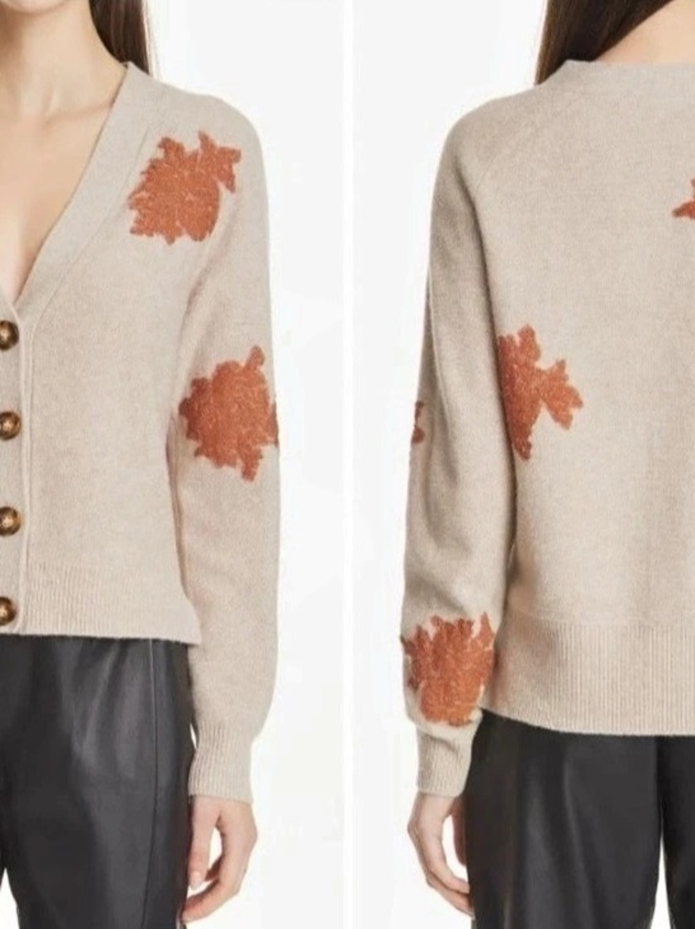 Veronica Beard Women's Oatmeal Zarya Cardigan Wool Cashmere Small Button